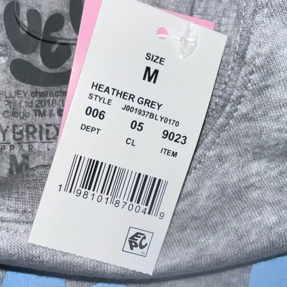 Bluey Bingo Sweatshirt NWT Medium Front Back Graphic Heather Gray Top